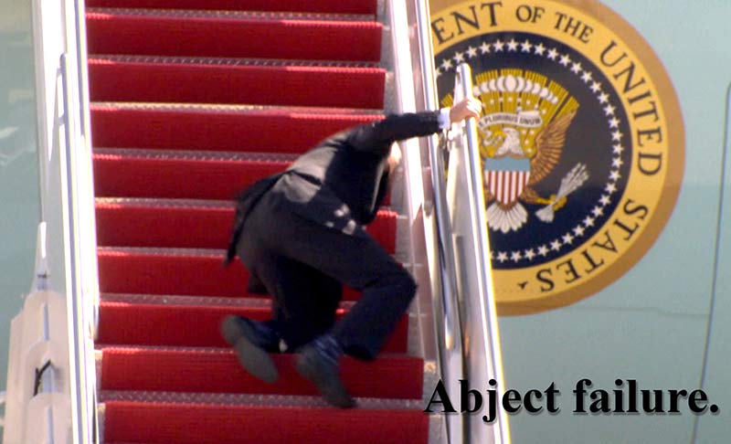 Joe Biden stumbling up steps of Air Force One